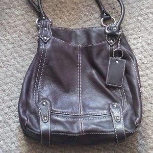 Brown leather hobo bag